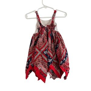 Blueberry Boulevard Handkerchief Dress 18M Red Blue Bandana Crochet Lace Toddler